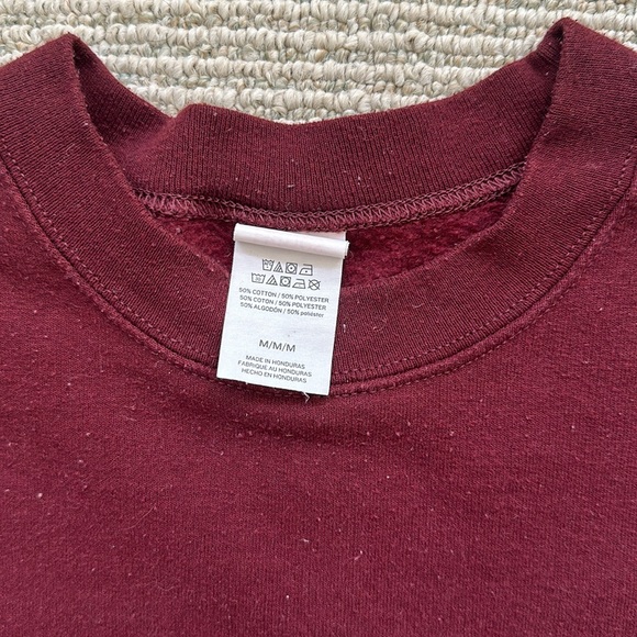 Hanes EcoSmart Crewneck Sweaters (2) White and Maroon - Picture 9 of 11
